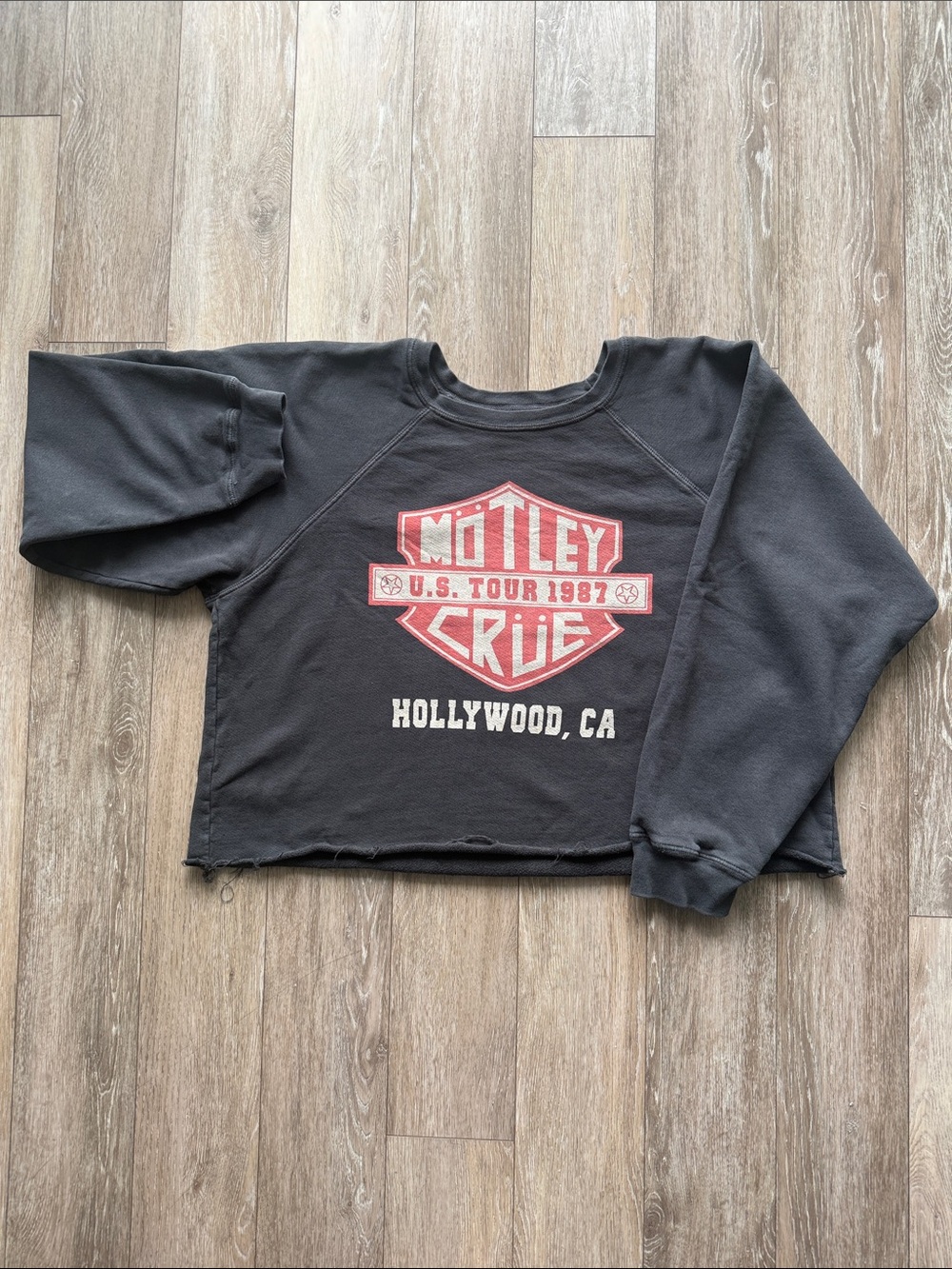Original Retro Brand Black Crewneck Sweatshirt with Motley Crue graphic
